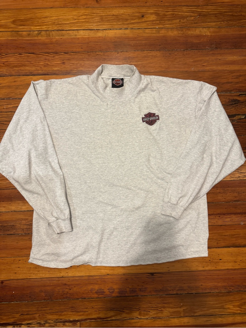 Harley-Davidson Light Gray Mock Neck Long-Sleeve Shirt with Chest Shield Logo